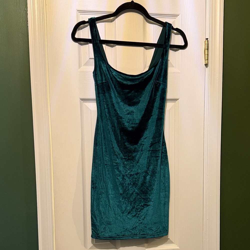re:named Dark Green Velvet Dress